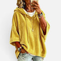 Oversized Hoodie Velvet Three Quarter Sleeve Drawstring