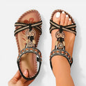 Orthopedic Sandals Beaded Strappy Open Toe Boho Detail