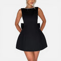Backless Wedding Mini Dress with Bow Detail