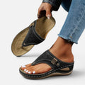 Orthopedic Toe Post Wedge Sandals with Cut Out Detail