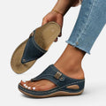Orthopedic Toe Post Wedge Sandals with Cut Out Detail