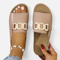 Slip On Sandals Open Toe Metal Detail
