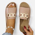 Orthopedic Slip On Sandals Open Toe Metal Detail
