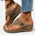 Orthopedic Toe Post Wedge Sandals with Cut Out Detail