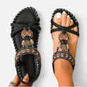 Orthopedic Sandals Beaded Strappy Open Toe Boho Detail