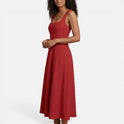 Women's Midi Dress – Sleeveless, Square Neck