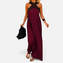 Maxi Dress Halter Neck Sleeveless Color Block