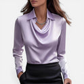 Women's Blouse – Satin, Cowl Neck, Long Sleeve