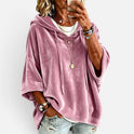 Oversized Hoodie Velvet Three Quarter Sleeve Drawstring