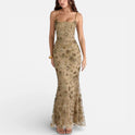 Embroidered Mesh Maxi Dress