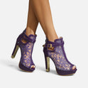 Ankle Boots Lace Peep Toe Platform High Heel