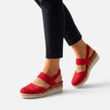 Orthopedic Espadrille Flats Slingback Canvas Closed Toe Elastic Strap