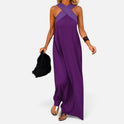 Maxi Dress Halter Neck Sleeveless Color Block