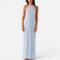 Maxi Dress Halter Neck Sleeveless Textured