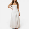Floral Wedding Guest Midi Dress with Spaghetti Straps