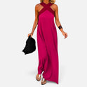 Maxi Dress Halter Neck Sleeveless Color Block