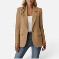 Women Blazer Single Button Notched Lapel Long Sleeve