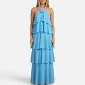 Wedding Tiered Maxi Dress with Halter Neck