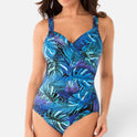 Swimsuit One Piece Tropical Print V Neck
