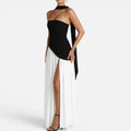 Strapless Wedding Guest Maxi Dress with High Slit