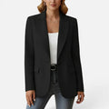 Women Blazer Single Button Notched Lapel Long Sleeve
