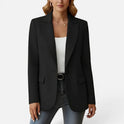Women Blazer Single Button Notched Lapel Long Sleeve