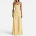 Maxi Dress Ruched Sleeveless Square Neck