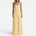 Maxi Dress Ruched Sleeveless Square Neck