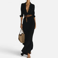 Maxi Dress Ruched Collared Long Sleeve Dress