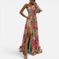 One Shoulder Floral Maxi Dress with Side Split