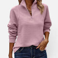 Women Jumper Ribbed Half Zip Long Sleeve