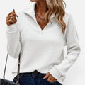 Women Jumper Ribbed Half Zip Long Sleeve
