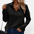 Women Jumper Ribbed Half Zip Long Sleeve