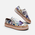 Orthopedic Sneakers Lace Up Side Zip Floral Casual Shoes