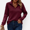 Women Jumper Ribbed Half Zip Long Sleeve