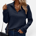 Women Jumper Ribbed Half Zip Long Sleeve