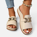 Slip On Sandals Open Toe Metal Detail