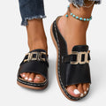 Slip On Sandals Open Toe Metal Detail