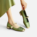Orthopedic Mary Jane Shoes Square Toe Embossed Buckle Strap