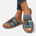 Orthopedic Sandals Tassel Slip On Open Toe Tribal Print Flats
