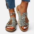 Orthopedic Sandals Tassel Slip On Open Toe Tribal Print Flats