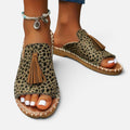Orthopedic Sandals Tassel Slip On Open Toe Tribal Print Flats