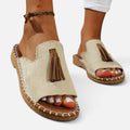Orthopedic Sandals Tassel Slip On Open Toe Tribal Print Flats