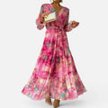 Wrap Maxi Dress Floral V Neck Long Sleeve