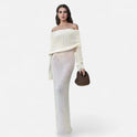 Women's Long Sleeve Sweater Dress – Off-the-Shoulder, Maxi