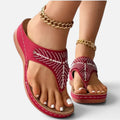Orthopedic Sandals Rhinestone Thong Open Toe Flat