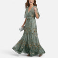 Floral V Neck Maxi Dress