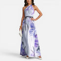 Maxi Dress Halter Neck Sleeveless Floral Print