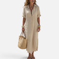 Button Front Shirt Maxi Dress