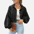Cropped Corduroy Button Jacket